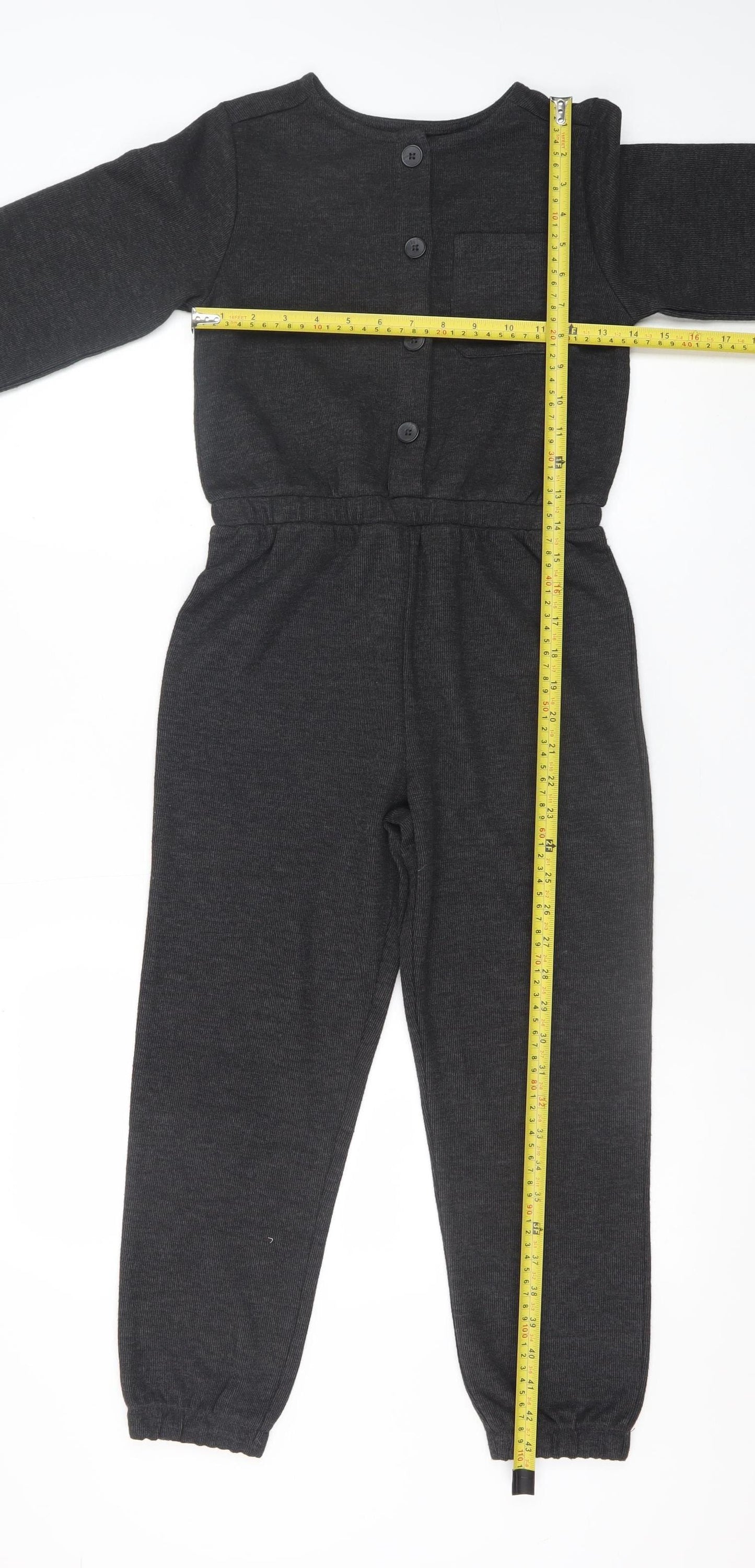 Dunnes Stores Girls Black Jersey Long Sleeve Jumpsuit 9-10 Years