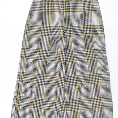 F&F Girls Grey Check Wide Leg Trousers 8-9 Years Stretch Viscose Blend
