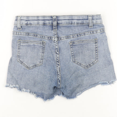 Smogirl Girls Blue Cut-Off Denim Shorts Size 12 Cotton Blend Frayed Hem