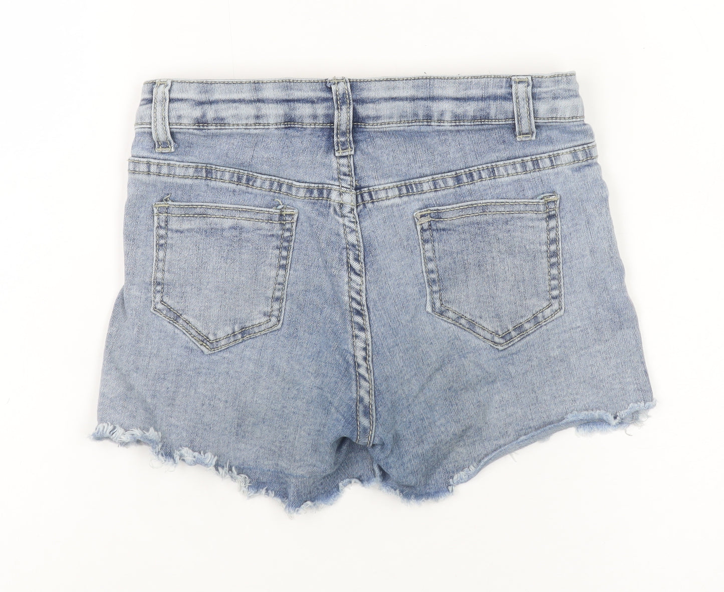 Smogirl Girls Blue Cut-Off Denim Shorts Size 12 Cotton Blend Frayed Hem
