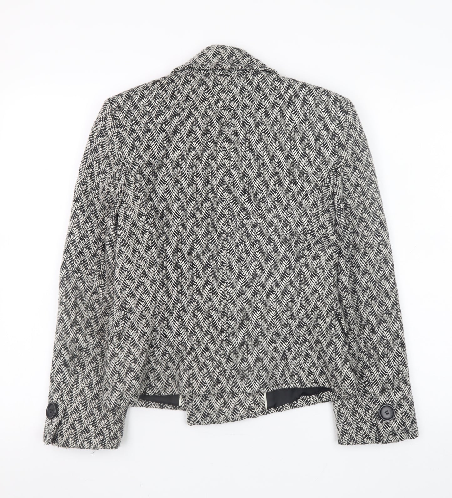 Marks and Spencer Women's Grey Herringbone Pea Coat Size 8 Wool Blend