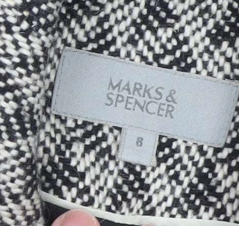 Marks and Spencer Women's Grey Herringbone Pea Coat Size 8 Wool Blend