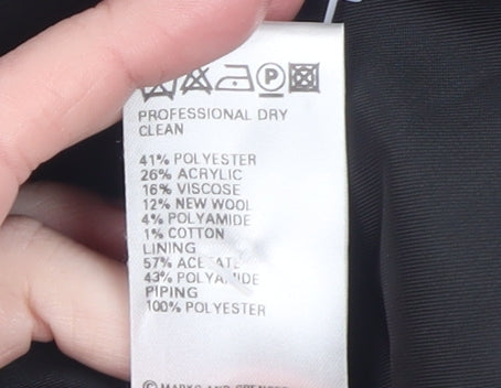 Marks and Spencer Women's Grey Herringbone Pea Coat Size 8 Wool Blend