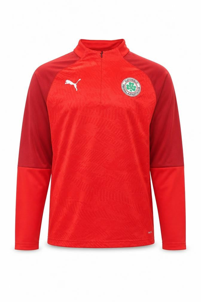Front view of Puma Men's Red 1/4 Zip Football Training Jacket, size S