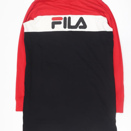 FILA Womens Multicoloured XS T-Shirt Dress Long Sleeve Cotton
