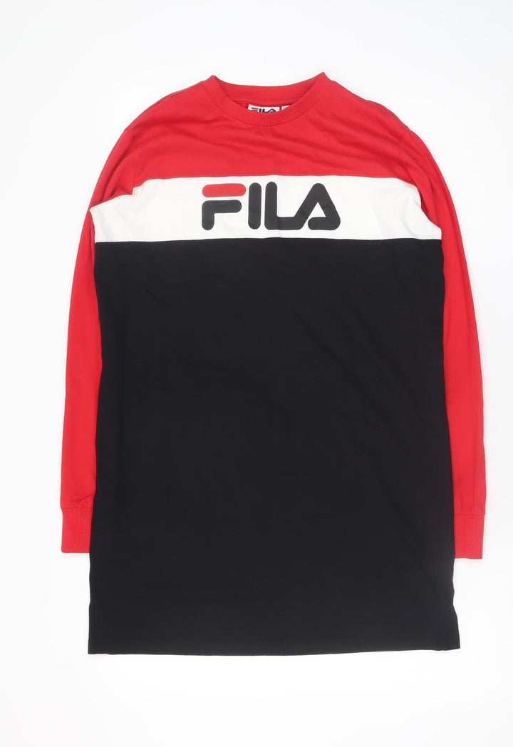 FILA Womens Multicoloured XS T-Shirt Dress Long Sleeve Cotton
