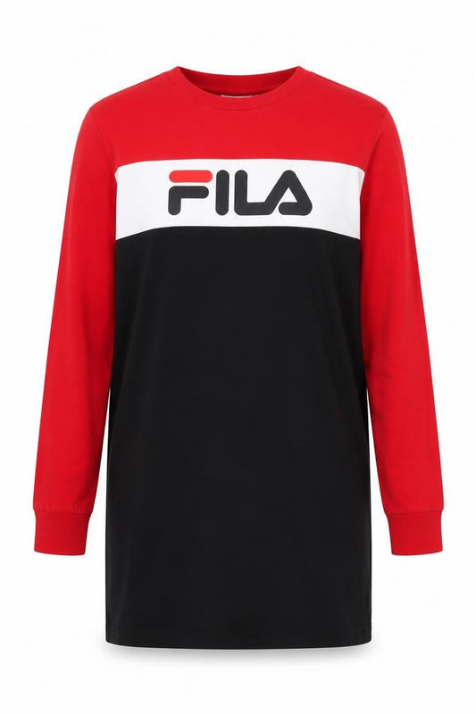 Front view of Fila women’s multicoloured xs t-shirt dress long sleeve cotton