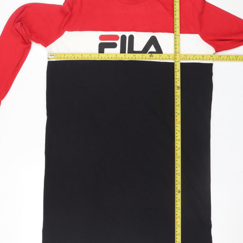 FILA Womens Multicoloured XS T-Shirt Dress Long Sleeve Cotton