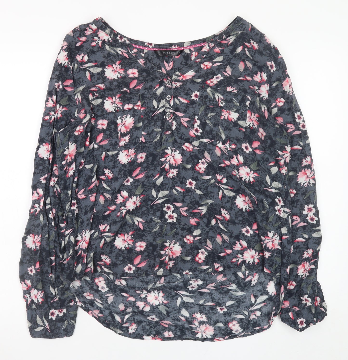 Dunnes Women’s Multicoloured Floral Cotton Tunic Blouse Size 14