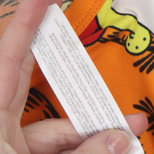 Garfield Women's Orange Cropped Short Sleeve Cartoon T-Shirt Size S