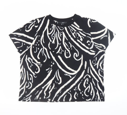 NEXT Women’s Black Abstract Cotton Jersey T-Shirt UK 18