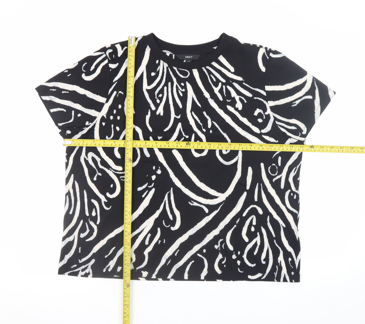 NEXT Women’s Black Abstract Cotton Jersey T-Shirt UK 18