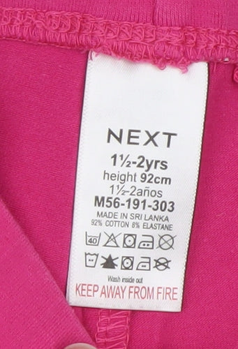 Next Girls Pink Cotton Stretch Leggings 18-24 Months