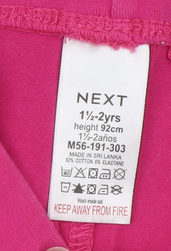 Next Girls Pink Cotton Stretch Leggings 18-24 Months