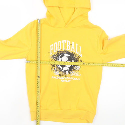 Dunnes Stores Boys Yellow Football Graphic Pullover Hoodie 9-10 Years