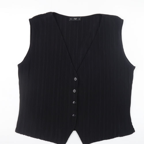 F&F Women’s Black Sleeveless Button Blouse UK 16