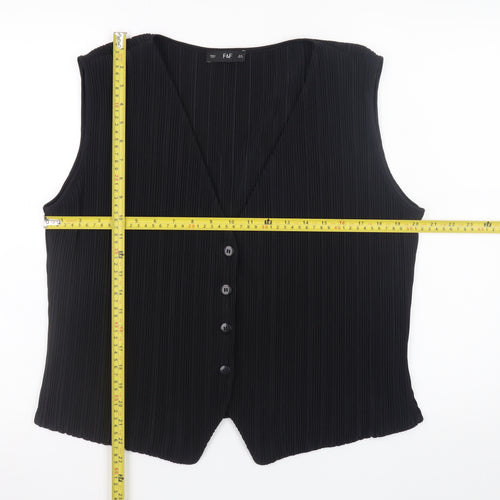 F&F Women’s Black Sleeveless Button Blouse UK 16