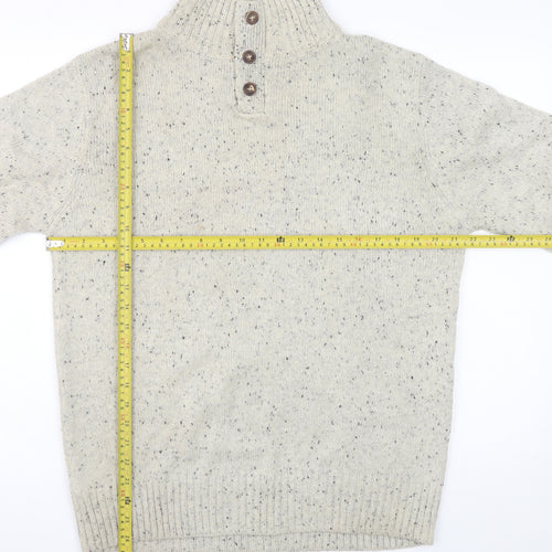 Cedar Wood State Men's Beige Henley Jumper L High Neck Knit