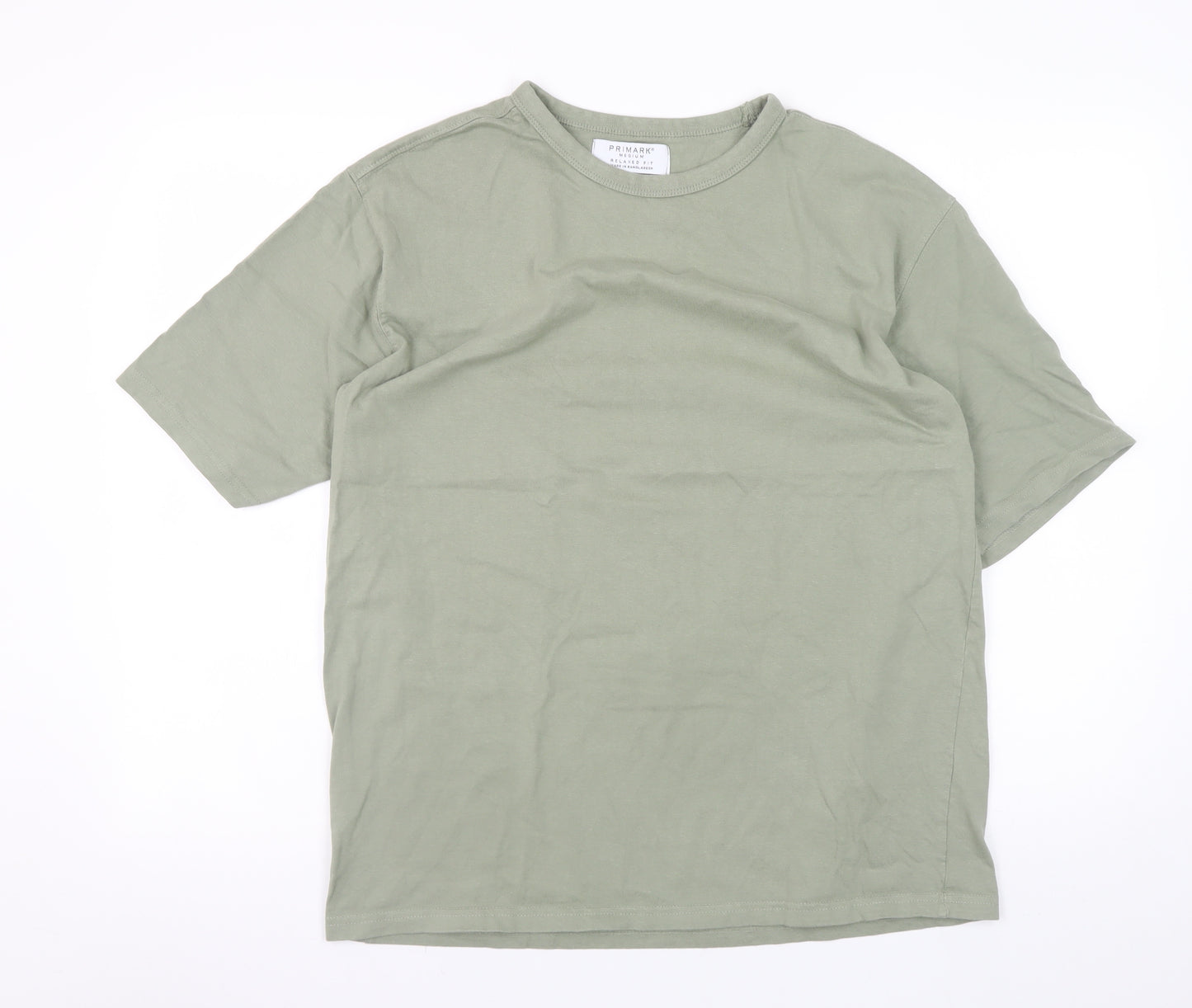 Primark Men's Khaki Green Relaxed Fit Cotton T-Shirt Medium