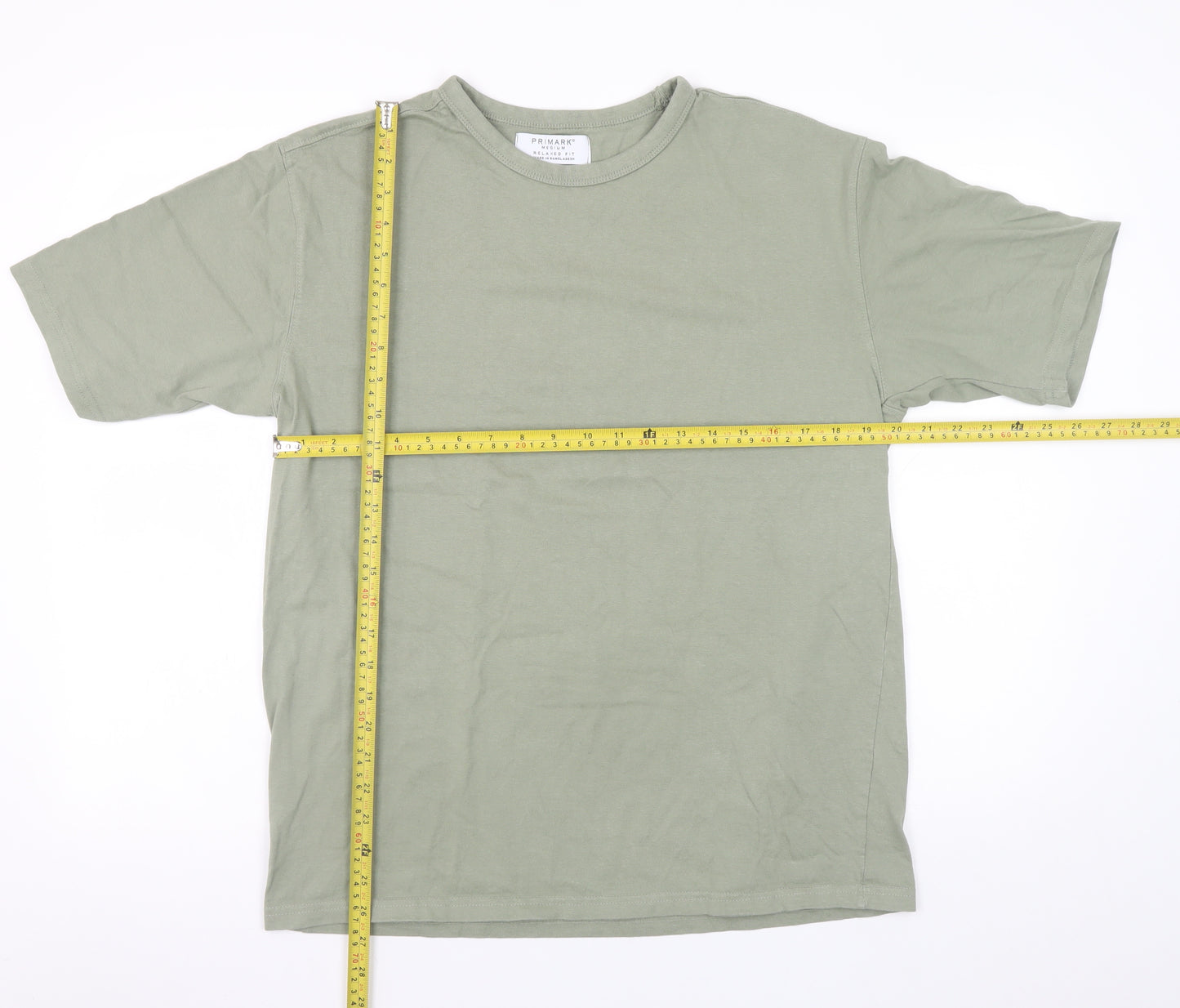 Primark Men's Khaki Green Relaxed Fit Cotton T-Shirt Medium
