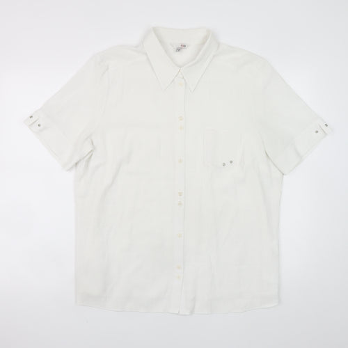 FER Men's White Short Sleeve Regular Fit Button-Up Shirt Size 52