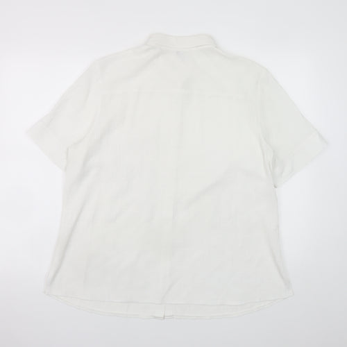 FER Men's White Short Sleeve Regular Fit Button-Up Shirt Size 52