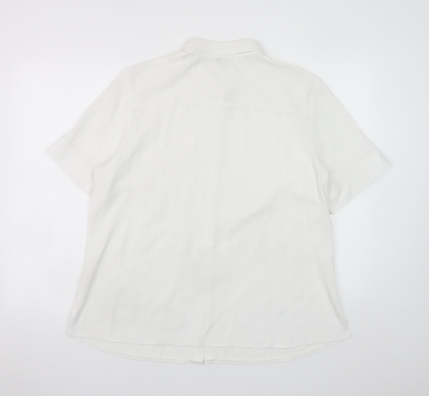 FER Men's White Short Sleeve Regular Fit Button-Up Shirt Size 52