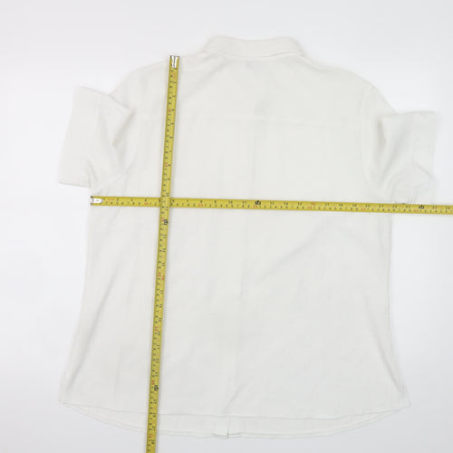 FER Men's White Short Sleeve Regular Fit Button-Up Shirt Size 52