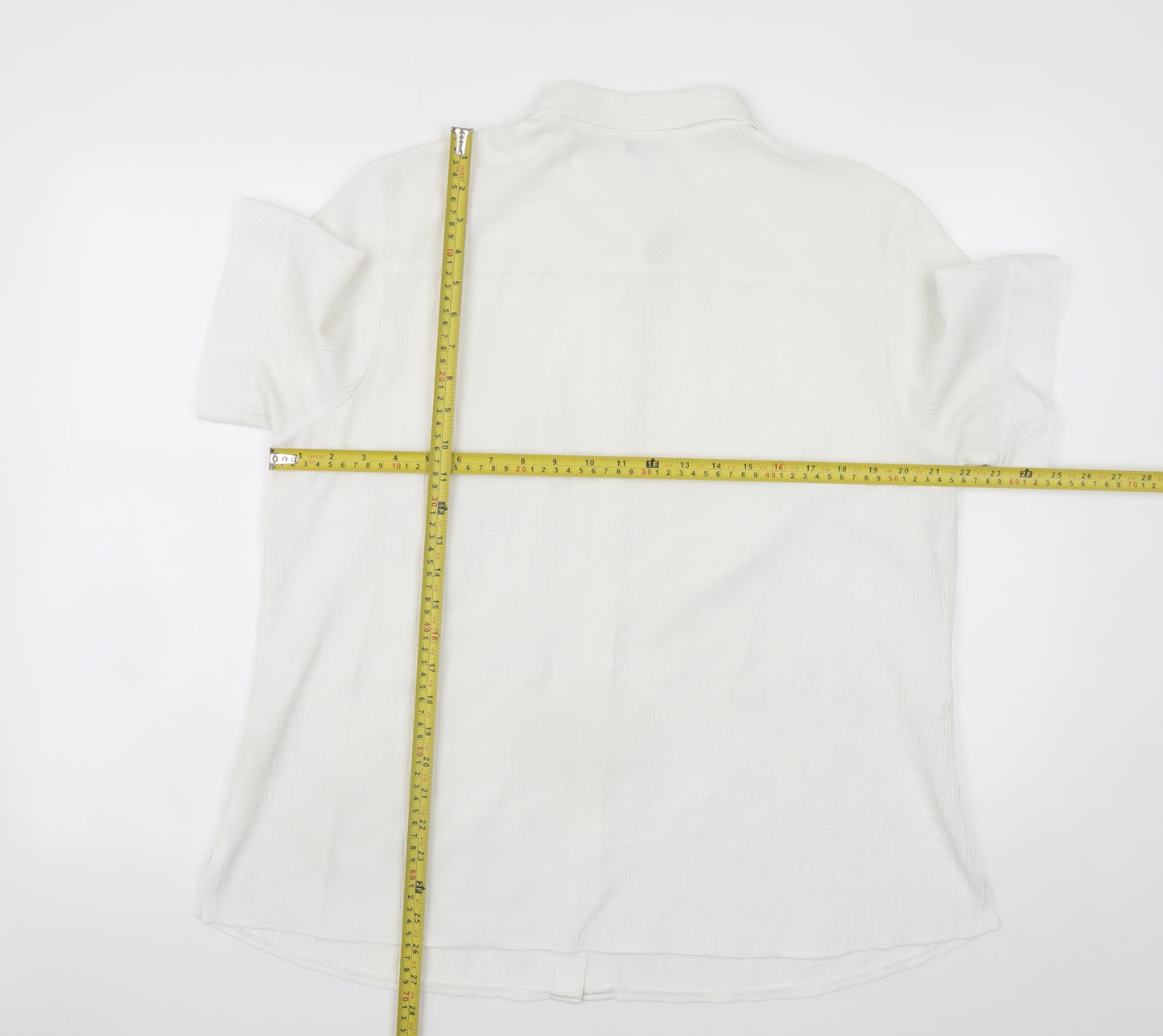 FER Men's White Short Sleeve Regular Fit Button-Up Shirt Size 52