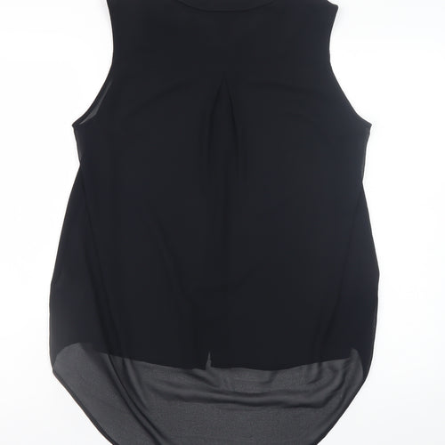 H&M Women's Black Sleeveless Collared Chiffon Blouse Size 14