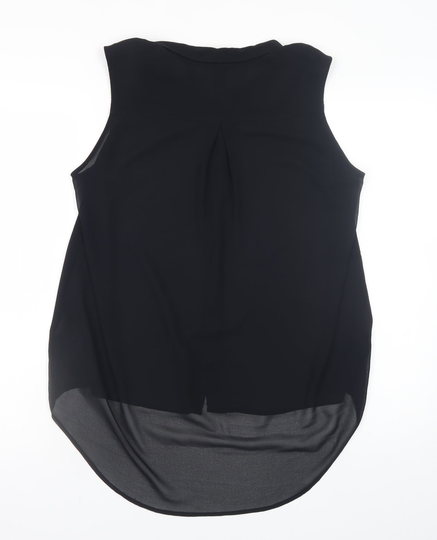H&M Women's Black Sleeveless Collared Chiffon Blouse Size 14