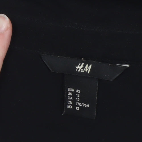 H&M Women's Black Sleeveless Collared Chiffon Blouse Size 14