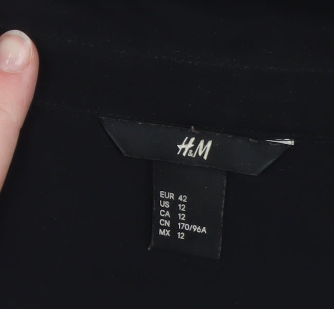 H&M Women's Black Sleeveless Collared Chiffon Blouse Size 14