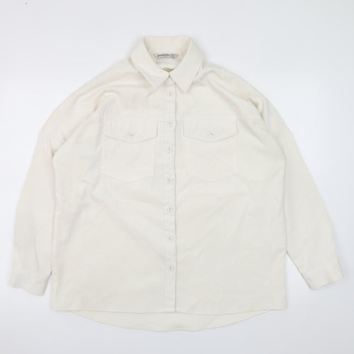 Stradivarius Women Ivory Corduroy Button Jacket XS Classic Style
