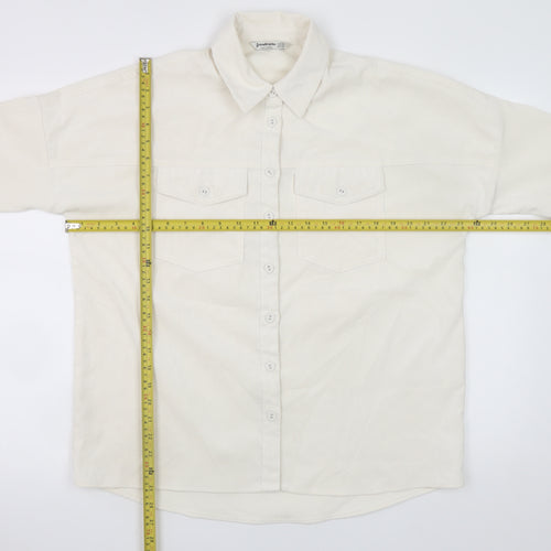 Stradivarius Women Ivory Corduroy Button Jacket XS Classic Style