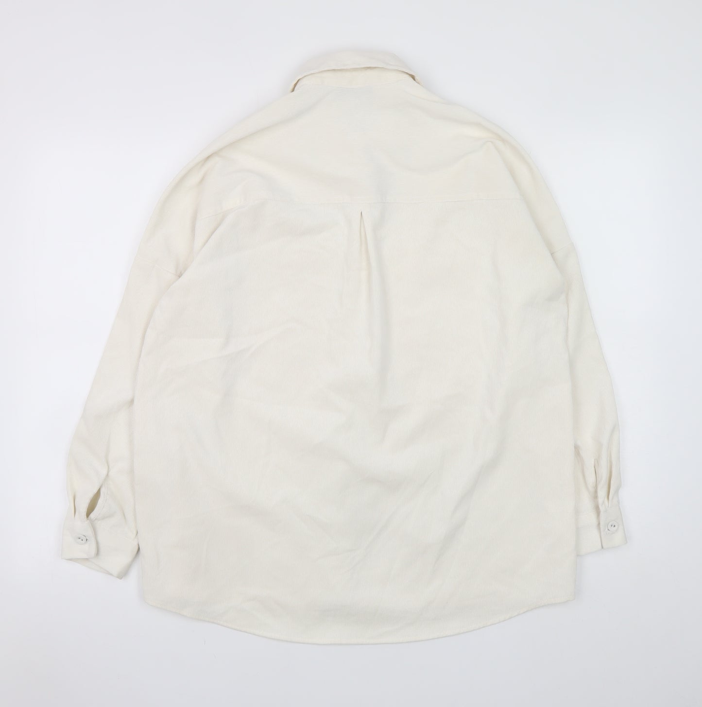 Stradivarius Women Ivory Corduroy Button Jacket XS Classic Style