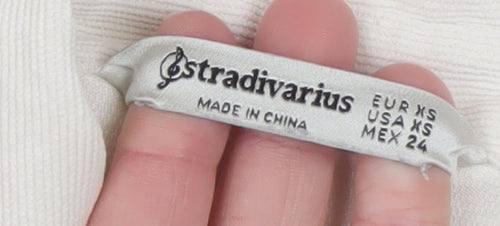 Stradivarius Women Ivory Corduroy Button Jacket XS Classic Style