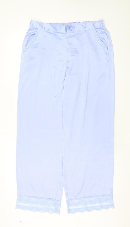 Primark Women’s Blue Satin Lace Trim Pyjama Pants Size 12-14