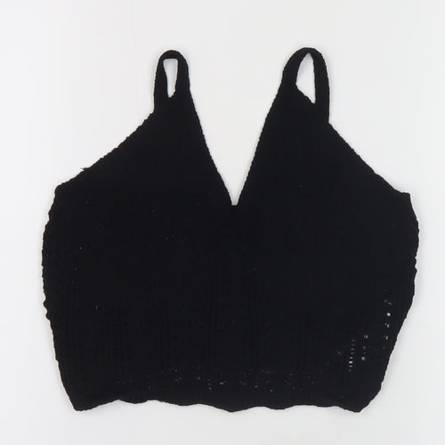 Primark Womens Black Knit V-Neck Sleeveless Cropped Jumper S