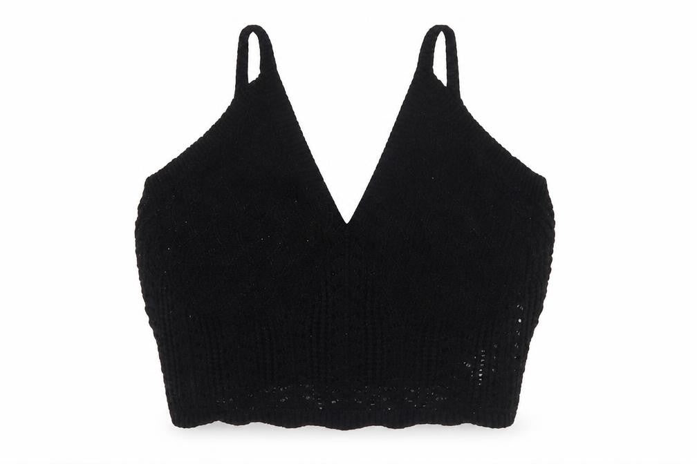 Primark Womens Black Knit V-Neck Sleeveless Cropped Jumper S