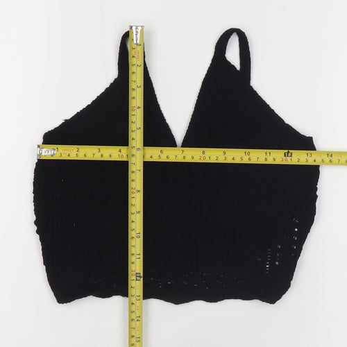 Primark Womens Black Knit V-Neck Sleeveless Cropped Jumper S