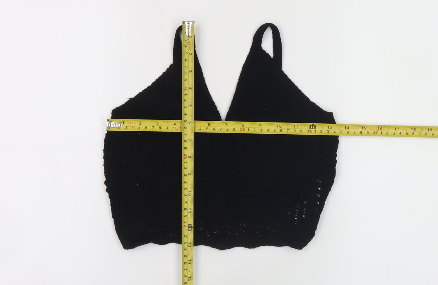 Primark Womens Black Knit V-Neck Sleeveless Cropped Jumper S