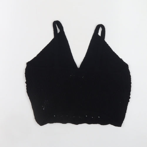 Primark Womens Black Knit V-Neck Sleeveless Cropped Jumper S