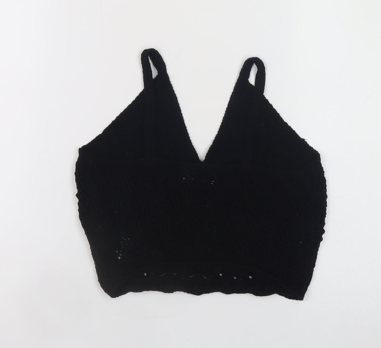 Primark Womens Black Knit V-Neck Sleeveless Cropped Jumper S