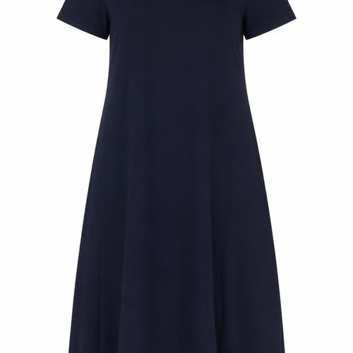 Saiph Lab Women Blue A-Line Midi Dress M Short Sleeve Classic Style