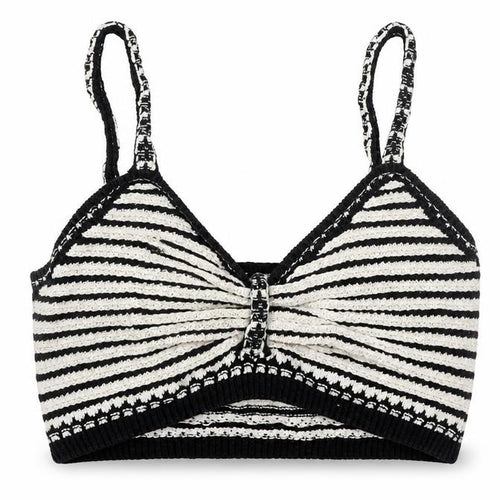 Primark Women’s Black White Striped Knit Crop Jumper Top Size S
