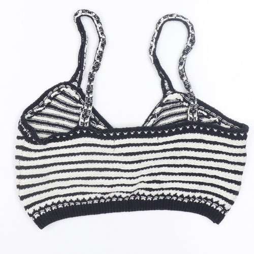 Primark Women’s Black White Striped Knit Crop Jumper Top Size S