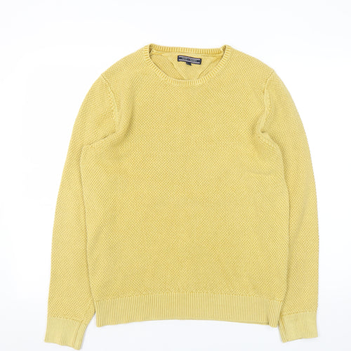 Tommy Hilfiger Men’s Yellow Cotton Crew Neck Jumper Size S