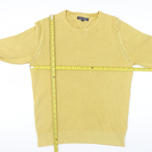 Tommy Hilfiger Men’s Yellow Cotton Crew Neck Jumper Size S