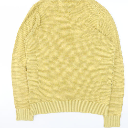 Tommy Hilfiger Men’s Yellow Cotton Crew Neck Jumper Size S